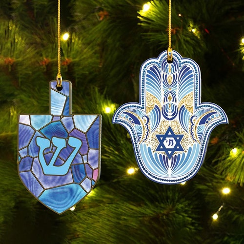 Hanukkah Ornaments Set of 2 Hanukkah Gift Happy Hanukkah Etsy