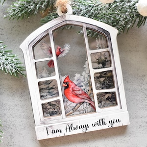 Cardinal Memorial Ornament, Red Cardinal Christmas Gift, 3D Wood and Acrylic In Memory of Sympathy Gift, Red Cardinal Bird Lover