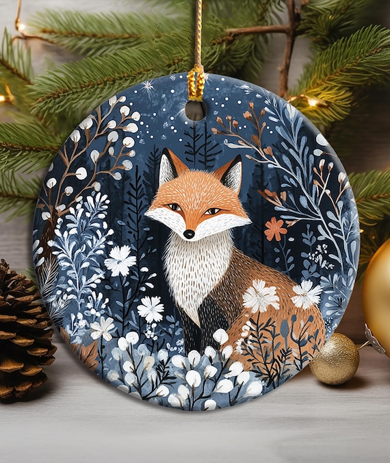 Fox Christmas Ornament, Scandinavian Style, Norweigan Folk Art