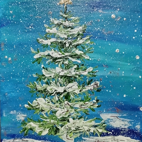 Christmas Acrylic Painting Etsy