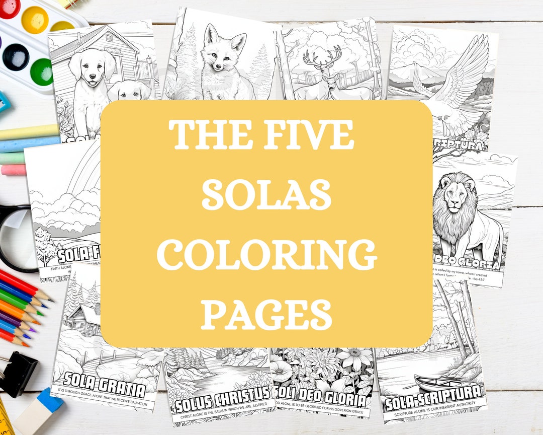The 5 Solas Coloring Pages Christian Kids Coloring Pages Etsy