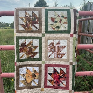 Fall colors new autumn leaves quilt, Cottagecore, fall decor, bedspread home decor country rustic bedding, quilted, USA, primitive