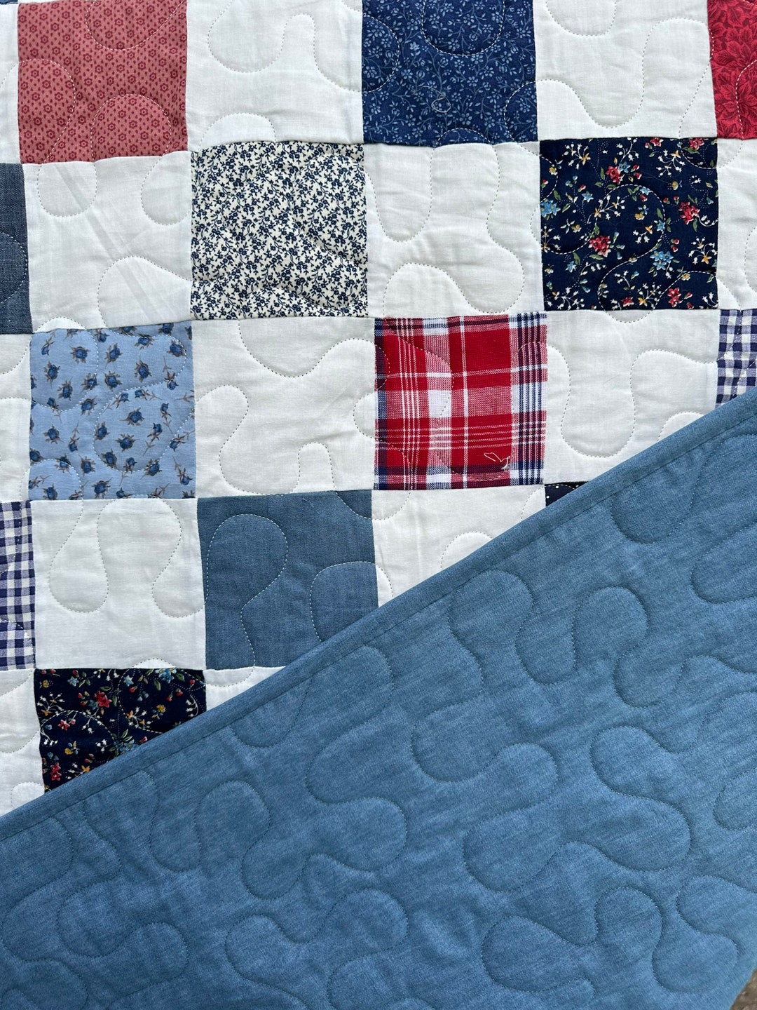 Red White and Blue Quilt Etsy