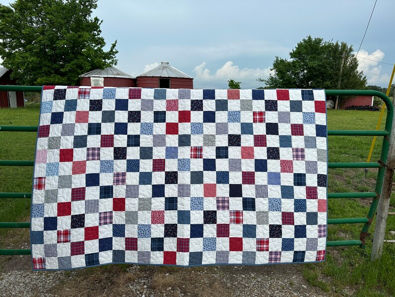 Red White and Blue Quilt Etsy