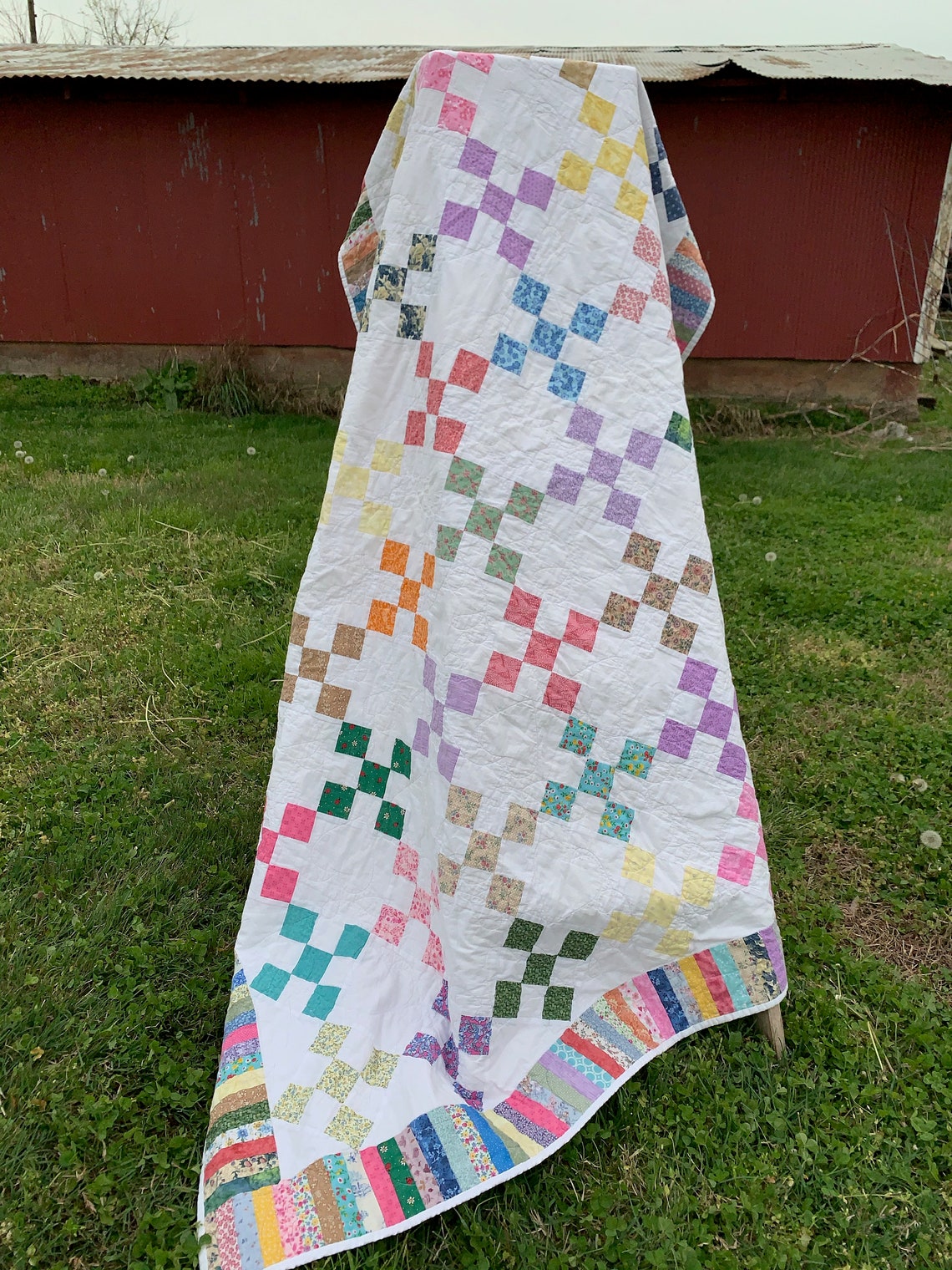 Nine Patch Quilt Set on Point Etsy