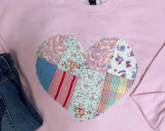 Quilted vintage crewneck heart  Valentine’s Day, Heart, sweatshirt Rustic, Boho