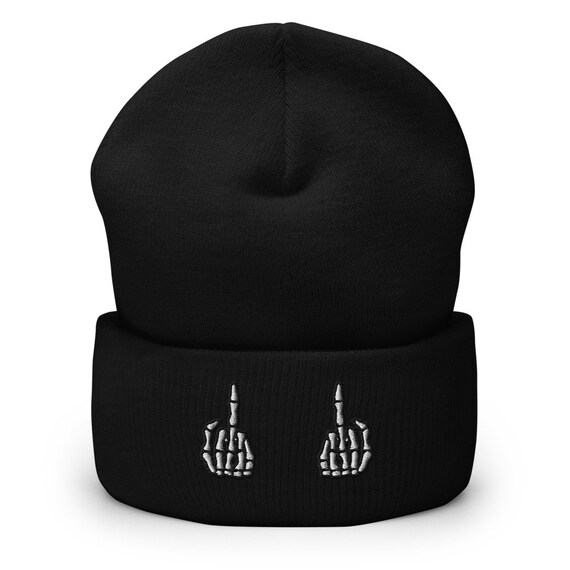 Skeleton Middle Fingers Cuffed Beanie 