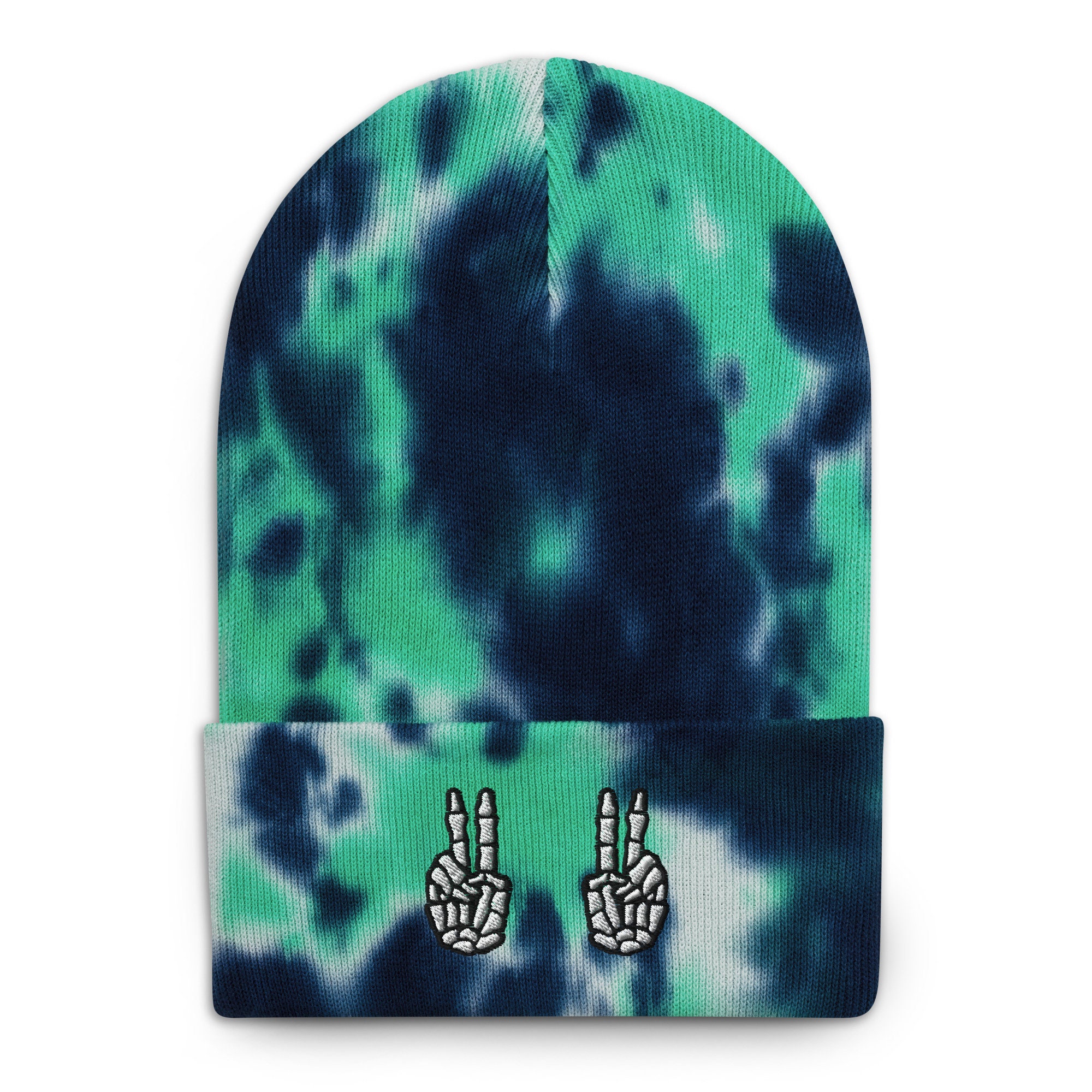 Skeleton Peace Signs Tie-dye Beanie 