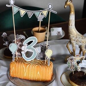 Birthday decoration Safari/ Caketopper - Numbers, Balloons,&quot;Happy Birthday&quot;