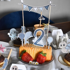 Birthday decoration sea/ cake topper - numbers, balloons,&quot;Happy Birthday&quot;