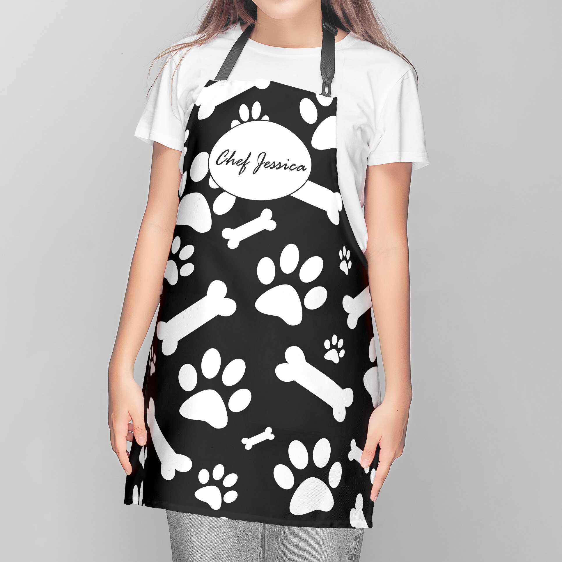 Personalized Dog Paw Print Apron With Customization as a Gift for a Dog ...