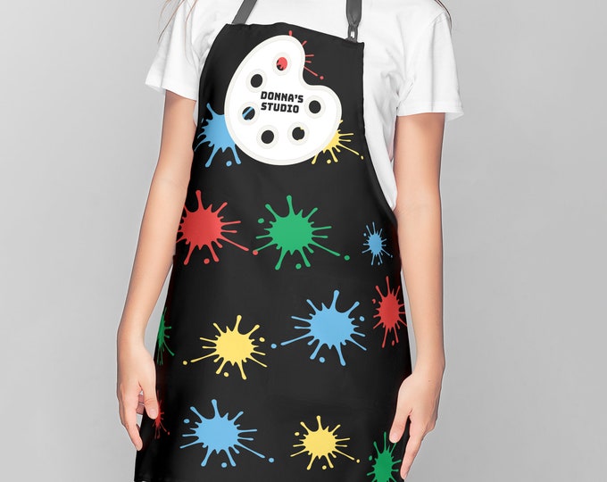 Personalized Paint Splatter customizable kitchen Apron and artist's smock as a gift for home chef or painter