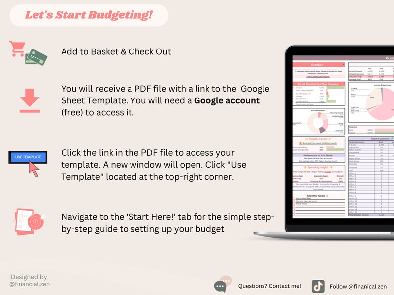 Monthly Budget Template | Google Sheets Income, Expense Tracker ...