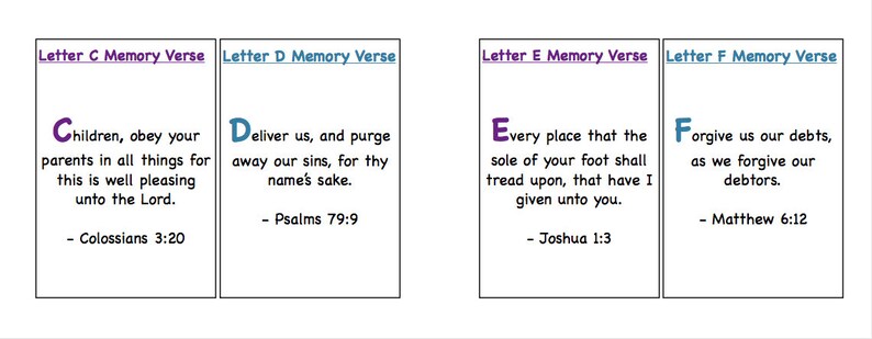 ABC Bible Memory Verse Card Printables - Etsy