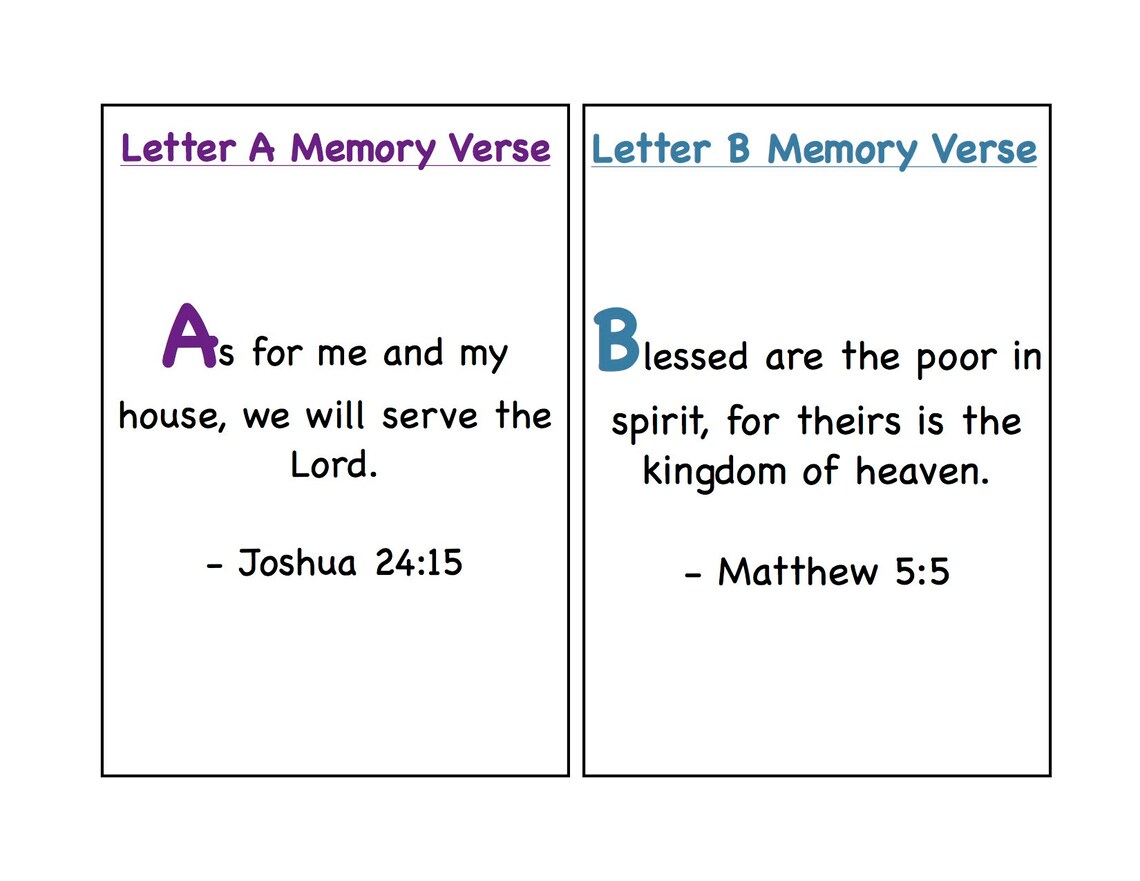 ABC Bible Memory Verse Card Printables - Etsy