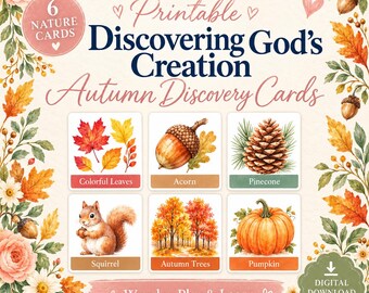Autumn Nature Discovery Cards | Christian Preschool Activities | Printable PDF