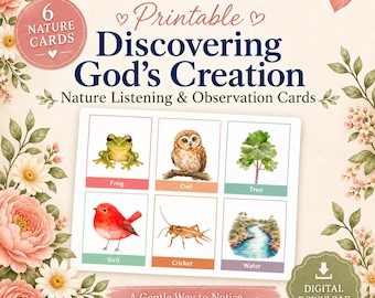 Discovering God’s Creation Cards | Christian Nature Activity Printable | Preschool Listening and Observation Cards