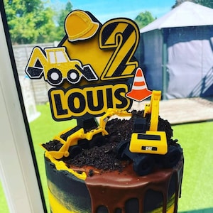 CONSTRUCTION / Digger / Vehicle Glitter Cake Topper