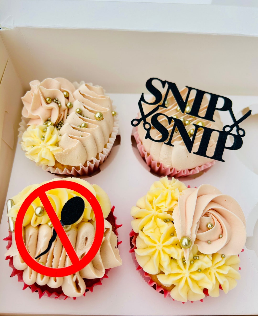 Vasectomy Themed Cupcake Toppers Black and Red Glitter / Mirror Snip