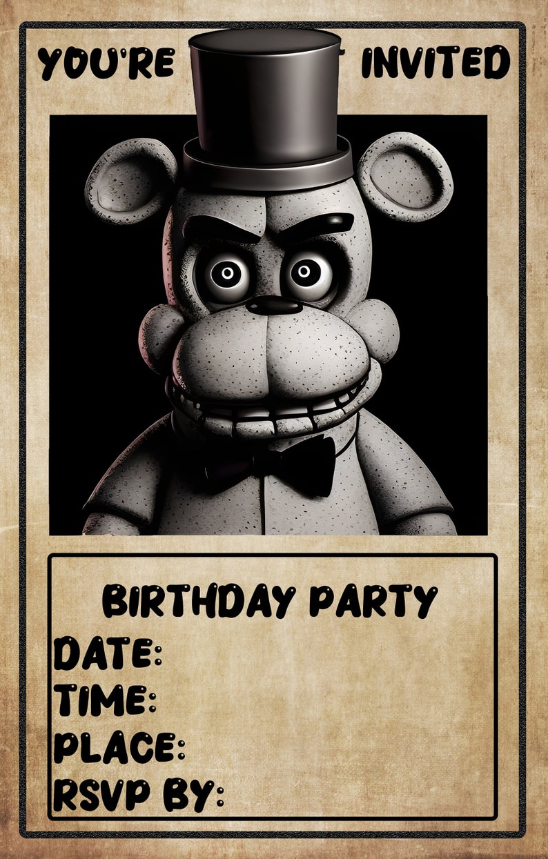 Customizable Five Nights at Freddy's Birthday Party Invite FNAF PSD ...