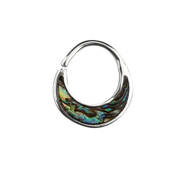 Abalone Sterling Silver Septum Ring Piercing 16 gauge 1.2 mm