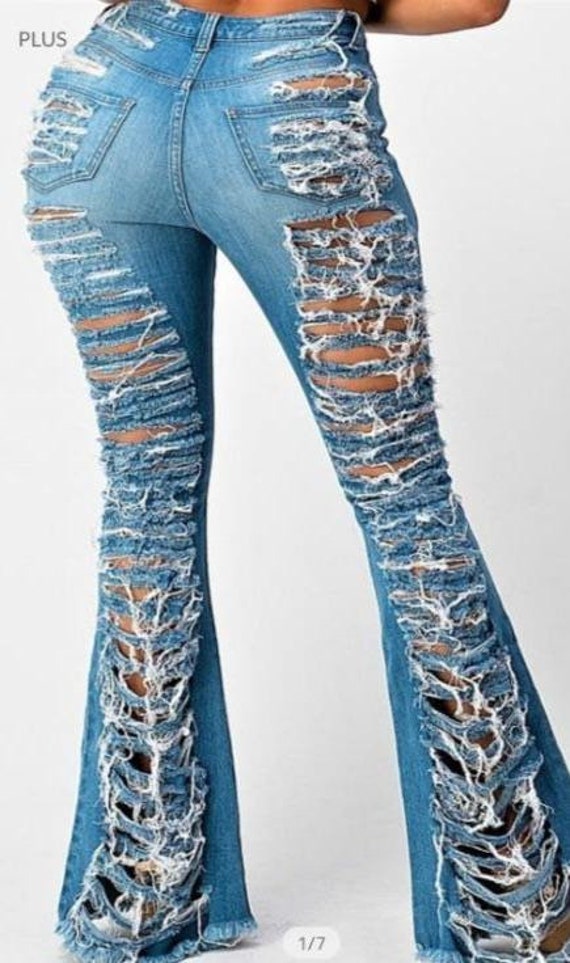 Plus Size Distressed Jeans - Etsy Australia