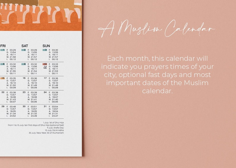 Muslim Calendar 2023 Mural Minimalist/ Islamic Hijri 1444/1445 - Etsy