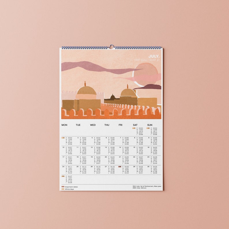 Muslim Calendar 2023 Mural Minimalist/ Islamic Hijri 1444/1445 - Etsy UK