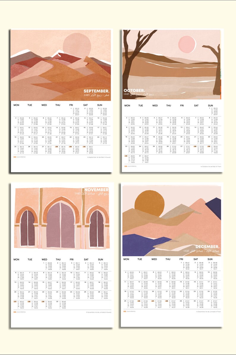 Muslim Calendar 2023 Mural Minimalist/ Islamic Hijri 1444/1445 - Etsy