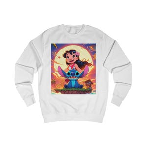 Sudadera con capucha de Stitch y Lilo, acogedora sudadera de cuello redondo con dibujos animados, regalo perfecto para fans de Disney, ideal para atuendos casuales y celebraciones.