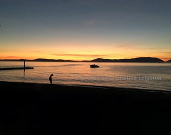 Boy on the shore at sunset - Fine Art Photography Wall Art