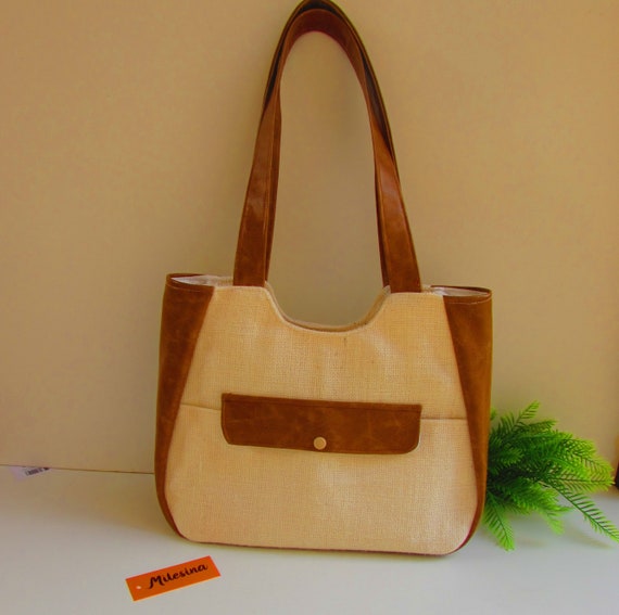 Burlap handbag deals