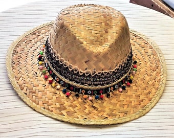 chapeau de paille western bohème plage vacances soleil été