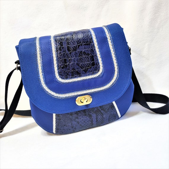 Women Blue Imported Faux Leather Stylish Small Crossbody Messenger Bags Small Blue Faux Leather Crossbody Handbag for Women  main image 3