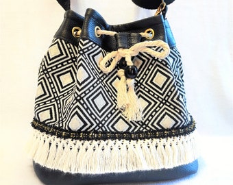 Sac à Main Cuir Femme Franges Style Bohème Bleu Jean - Carpediem Dressing