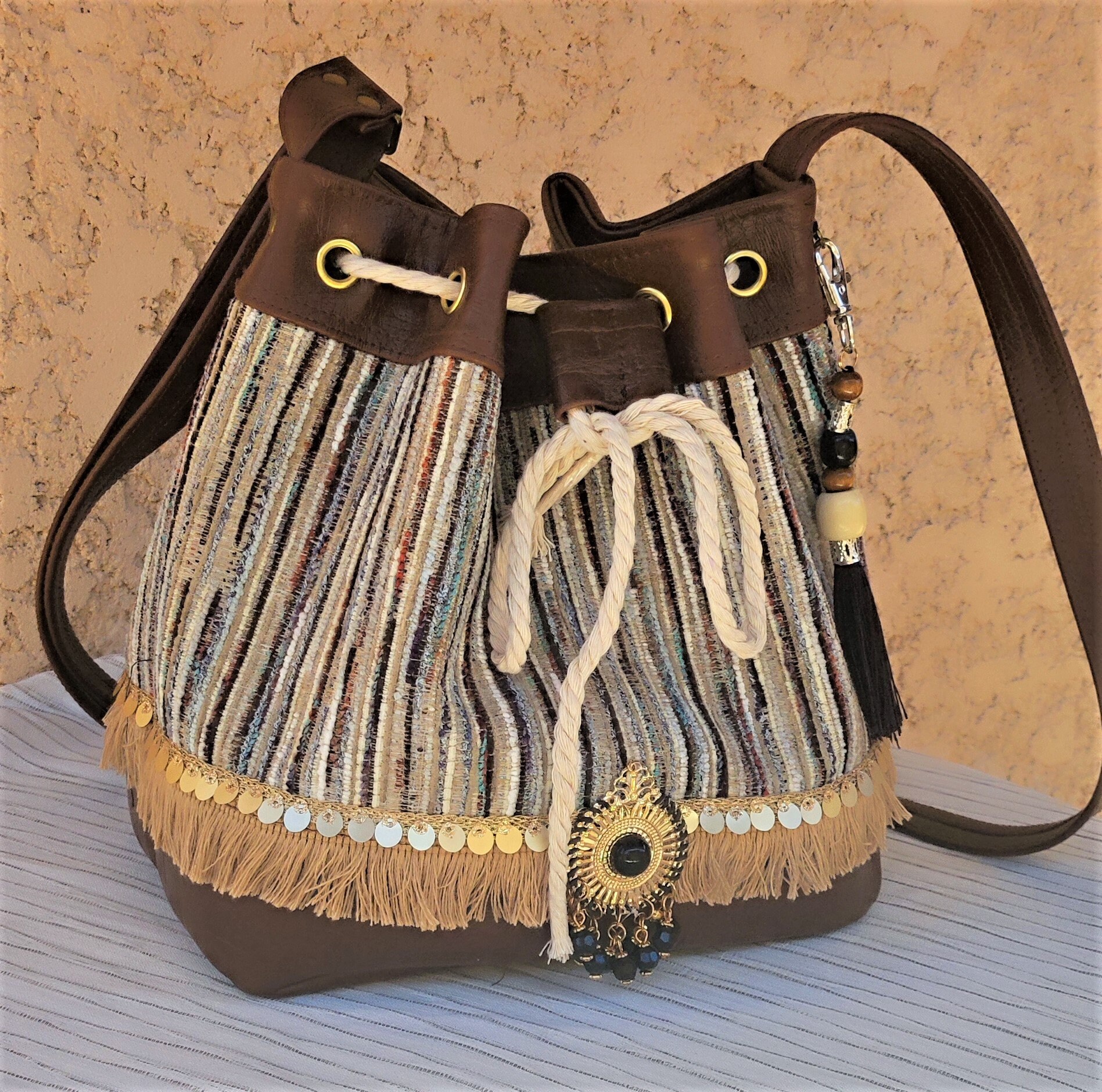 Brown Faux Leather Western Boho Bucket Bag - Etsy display picture 2