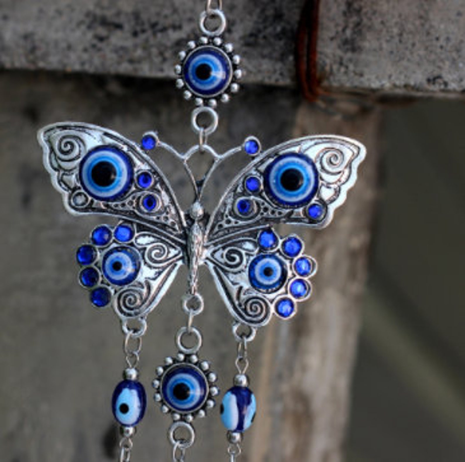 Butterfly Demon Eye Pendant Evil Eye Wall Hanging Eye Etsy