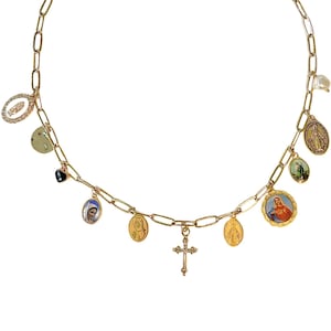 Religous Sanct Charm Necklace - y2k Grunge Fusion with the Blessed Virgin Mary and Saint Jude