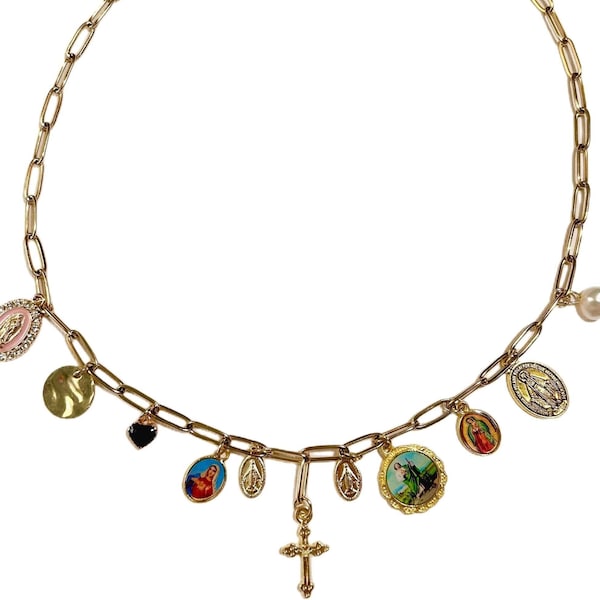 Religious Sanct Necklace - Charm Necklace