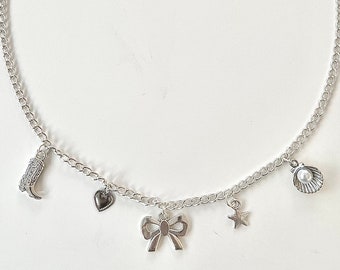 Silver Coastal Cowgirl Charm Necklace - Bow Necklace