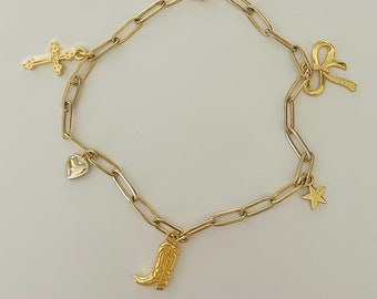 Gold Charm Bracelet- Dainty Bracelet with Charms