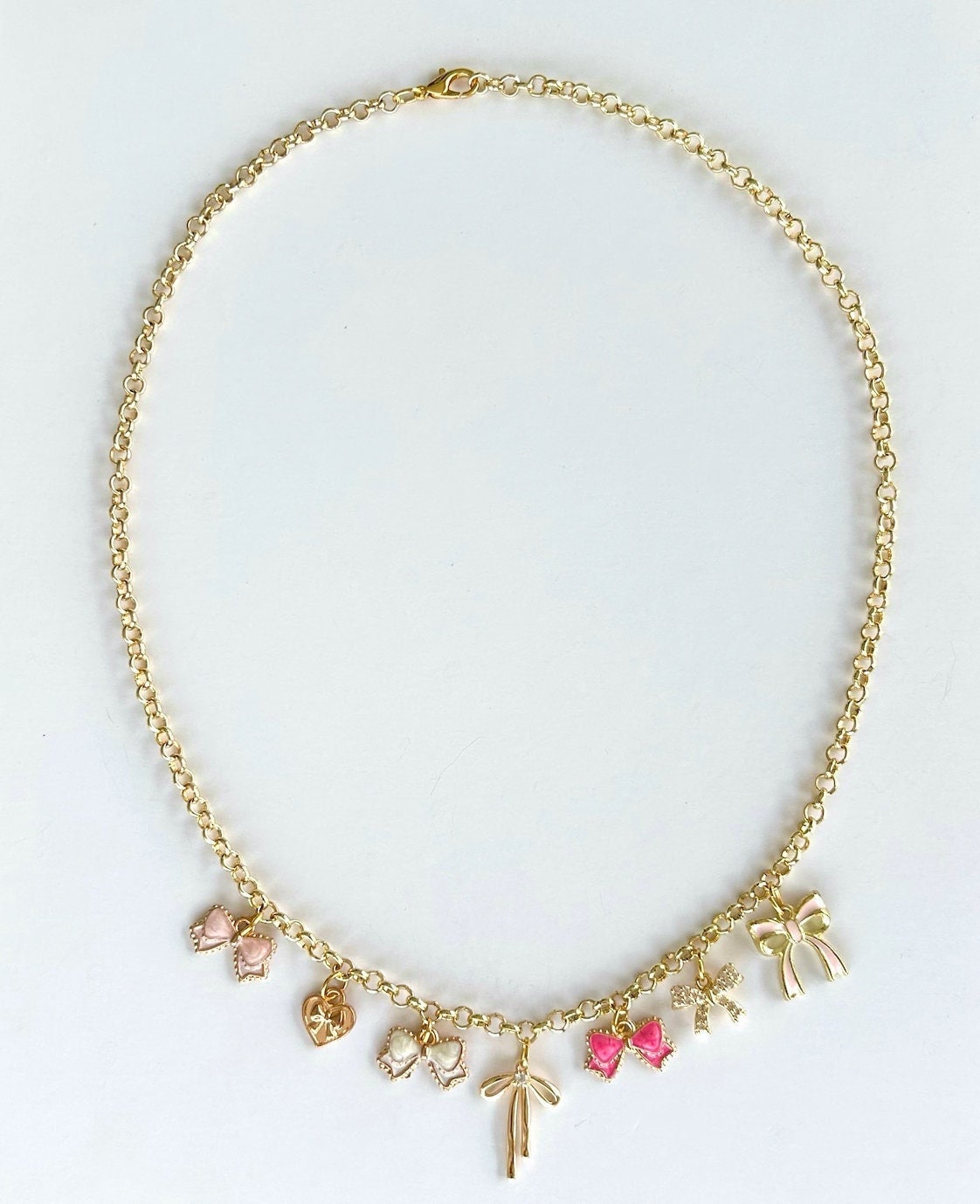 Coquette Bow Charm Necklace - Pink Bow Charm Necklace - Pink Charm Necklace - All Things Bow Charm Necklace