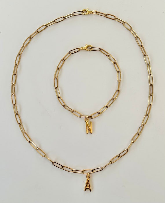 Initial necklace and bracelet set discount