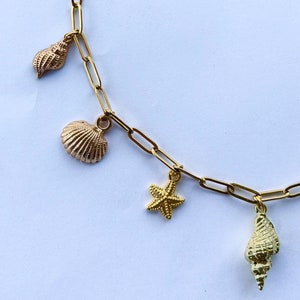 Gold Conch Shell Charm Necklace - Gold Charm Necklace - Gold Beach ...