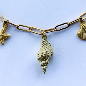 Gold Conch Shell Charm Necklace - Gold Charm Necklace - Gold Beach ...