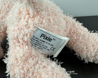 Russ Berrie Pink Pixie Pig 9” Plaid Bow Fuzzy Plush Stuffed Animal
