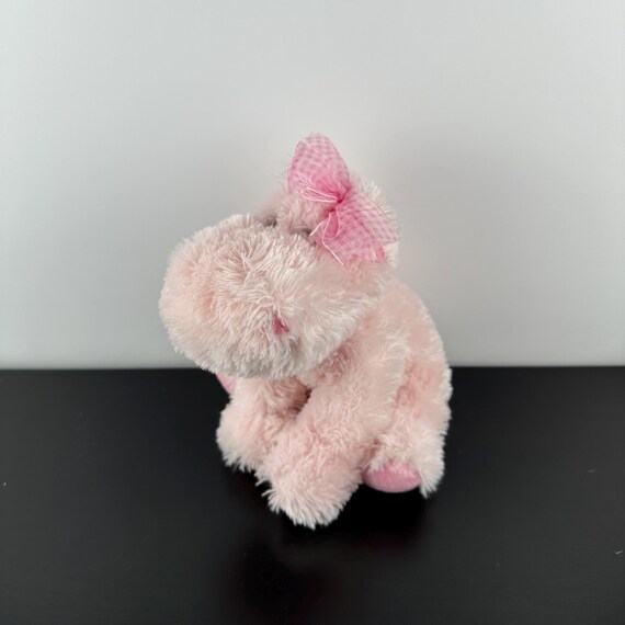 ルミニョン Ribbon bust fluffy tops ピンク Vintage Russ Berrie Pink Darly Hippo Gingham Head Bow Ribbon Plush