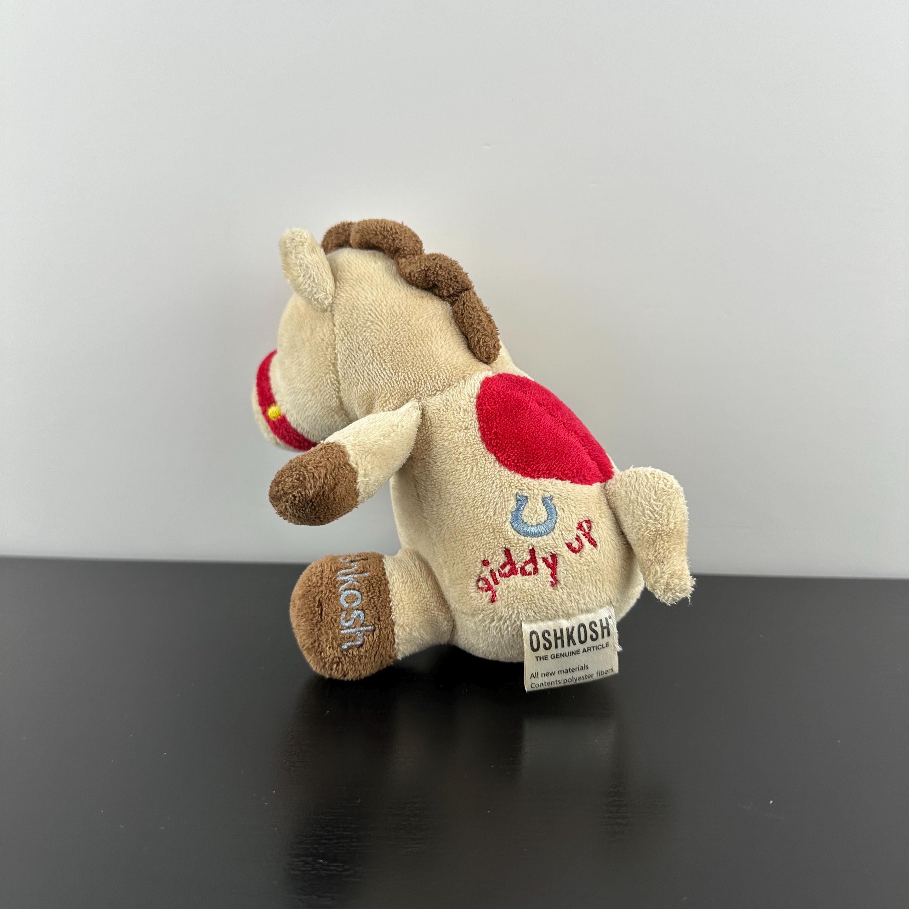 Vintage Oshkosh Pony Horse Rattle Plush Baby Toy Giddy up Brown