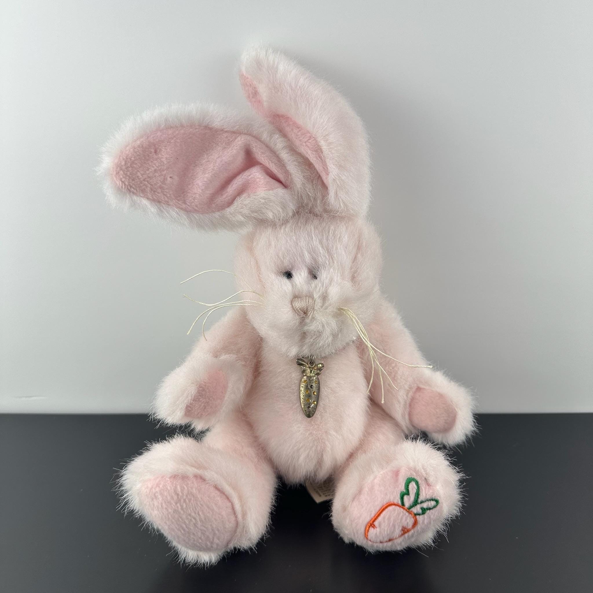 Fiesta Pink Bunny Rabbit 12” Carrot Necklace Plush Stuffed Animal 