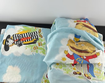 コレクション 78' McDonald's  TWIN FLAT Sheets Vintage Mcdonald's Blue Bedding Twin Standard Flat & Fitted Sheets